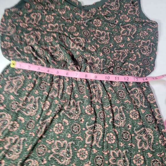 Ann Taylor Loft Floral Print Green Sleeveless A-Line Dress Size M - Picture 6 of 9